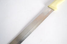 Load image into Gallery viewer, Vintage Stainless Steel Bread / Meat Carving Knife, Cream Plastic Handle, 29.5cm Long