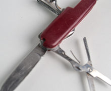 Load image into Gallery viewer, Vintage Handyman Army Knife Pocket Tool, Red Colour