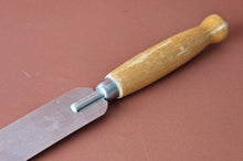 Load image into Gallery viewer, 1960s Chrome Plated Palette Spatula Spreader Shabby Yellow Painted Wooden