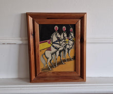 Load image into Gallery viewer, Old  Book Plate Print Picture Frame 3 White Horse Performing At Carnival Circus