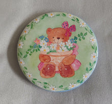 Load image into Gallery viewer, Vintage Teddy Bear Flowers Pin Badge 1991 Cute Floral Collectible 5.5cm