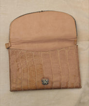 Load image into Gallery viewer, Vintage Crocodile Effect Leather Clutch Vanity Purse | G.W. Scott & Sons London | 23cm x 15.5cm