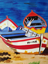Load image into Gallery viewer, Vintage Elgate Ceramic Wall Plaque – Nautical Fishing Boat Scene – 35.5cm x 28cm