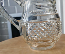Load image into Gallery viewer, Vintage Cut Glass Jug | Heavy Pressed Crystal Water Pitcher | 16cm Tall | Diamond & Fan Cut Design |