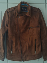 Load image into Gallery viewer, Delpino Men’s Brown Faux Leather Biker Jacket – Size S – Made in Turkey