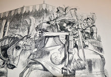 Load image into Gallery viewer, Vintage Large Print: Before The Tournament PUNCH Cartoon, Armour Knight & Horse