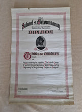 Load image into Gallery viewer, Vintage 1950's Diploma Certificate Ephemera  The School Of Accountancy