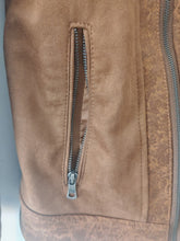 Load image into Gallery viewer, Delpino Men’s Brown Faux Leather Biker Jacket – Size S – Made in Turkey