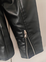 Load image into Gallery viewer, USE CLUP Men’s Black Faux Leather Biker Jacket – Size S – Made in Turkey