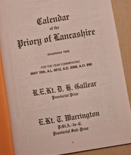 Load image into Gallery viewer, Calendar Of The Priory Of Lancashire 2008 - 2009 , Masonic Information Guide