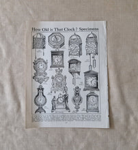Load image into Gallery viewer, Vintage Drawing Image Book Plate Old Clocks Image Illustrations How Old is That Clock? Specimens Old