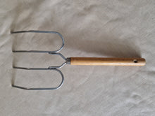 Load image into Gallery viewer, Vintage wooden handle steel bbq meat fork, Grill Tool, 16.6cm long