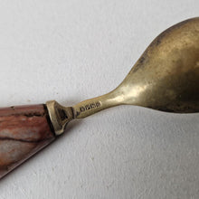 Load image into Gallery viewer, Rare Polished Marble Stone Handle Small EPNS Silver Plated Spoon 11.5cm long