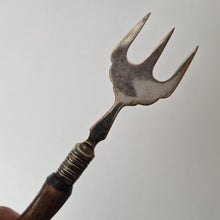 Load image into Gallery viewer, Antique Serving Fork, Cold Meats, Meat Fork, Bread Fork, Antler Handle, Silver Plate, Elegant Flatwa