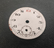Load image into Gallery viewer, Vintage Enamel Pocket Watch Dial , Arabic Numerals , Sub-Seconds – Red , Swiss