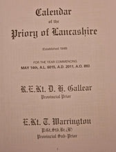 Load image into Gallery viewer, Calendar Of The Priory Of Lancashire 2011 - 2012 , Masonic Information Guide