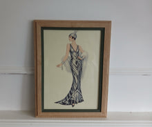 Load image into Gallery viewer, Framed Art Deco Lady Fashion Print Vintage Style Wall Art Picture 35.5 x 27cm
