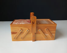 Load image into Gallery viewer, Vintage Wooden Cantilever Sewing Box Craft Storage Box Fold-Out Handle 28cm