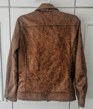Load image into Gallery viewer, Delpino Men’s Brown Faux Leather Biker Jacket – Size S – Made in Turkey