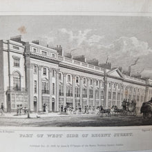 Load image into Gallery viewer, Vintage Book Plate Print Engraving, Part of West side of Regent Street London, England Drawn by T.H.