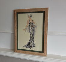 Load image into Gallery viewer, Framed Art Deco Lady Fashion Print Vintage Style Wall Art Picture 35.5 x 27cm