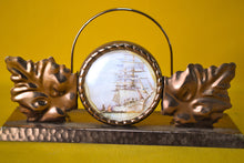 Load image into Gallery viewer, Vintage Copper Letter Rack , Sailing Ship and Leaf Theme, 19.2cm x 6.3cm x 10cm