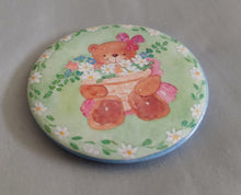 Load image into Gallery viewer, Vintage Teddy Bear Flowers Pin Badge 1991 Cute Floral Collectible 5.5cm