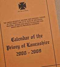 Load image into Gallery viewer, Calendar Of The Priory Of Lancashire 2008 - 2009 , Masonic Information Guide