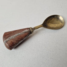 Load image into Gallery viewer, Rare Polished Marble Stone Handle Small EPNS Silver Plated Spoon 11.5cm long