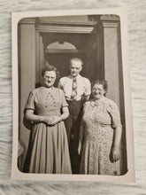 Load image into Gallery viewer, Vintage Sepia Colour Old Family Photograph, 2 Woman and a Smartly Dressed Old Man, Date Uknown, Vol