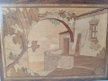 Load image into Gallery viewer, Vintage Wooden Marquetry Wall Plaque Landscape Scene Inlaid Wood Art 35cm