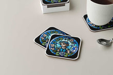 Load image into Gallery viewer, Blue Flower Fairies Stained Glass Window Style Artwork Graphics: 4 x Digital Download Jpeg Floral Fairy Images Art