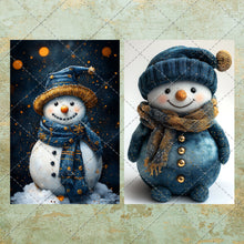Load image into Gallery viewer, Blue Theme Christmas Junk Journal Clipart Image Pack Over 50 images JPEG PNG & PDF Instant Digital Download Printable Files Santa Snowman