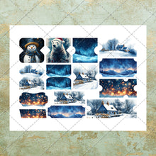 Load image into Gallery viewer, Blue Theme Christmas Junk Journal Clipart Image Pack Over 50 images JPEG PNG & PDF Instant Digital Download Printable Files Santa Snowman