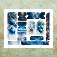 Load image into Gallery viewer, Blue Theme Christmas Junk Journal Clipart Image Pack Over 50 images JPEG PNG & PDF Instant Digital Download Printable Files Santa Snowman
