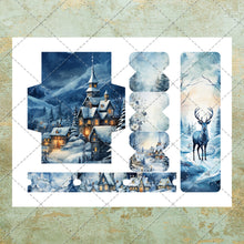 Load image into Gallery viewer, Blue Theme Christmas Junk Journal Clipart Image Pack Over 50 images JPEG PNG & PDF Instant Digital Download Printable Files Santa Snowman