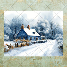 Load image into Gallery viewer, Blue Theme Christmas Junk Journal Clipart Image Pack Over 50 images JPEG PNG & PDF Instant Digital Download Printable Files Santa Snowman
