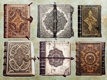 Load image into Gallery viewer, Antique Books Ephemera DIY Stickers, Journaling Supplies, Vintage Bible Image, Antique Junk Journal, Digital Download, Vintage Ephemera