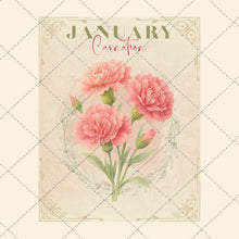 Load image into Gallery viewer, Birth Month Flower Cards | 12 Digital Download Prints | Vintage Floral Wall Art | Botanical Birthday Flowers | PNG & PDF Files