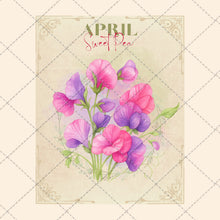 Load image into Gallery viewer, Birth Month Flower Cards | 12 Digital Download Prints | Vintage Floral Wall Art | Botanical Birthday Flowers | PNG & PDF Files