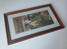 Load image into Gallery viewer, Framed Victorian Garden Print Ladies Tea Time Cat Wall Art 50 x 30cm