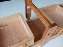 Load image into Gallery viewer, Vintage Wooden Cantilever Sewing Box Craft Storage Box Fold-Out Handle 28cm