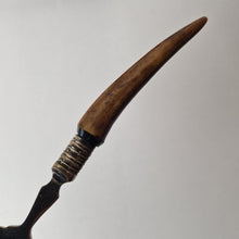 Load image into Gallery viewer, Antique Serving Fork, Cold Meats, Meat Fork, Bread Fork, Antler Handle, Silver Plate, Elegant Flatwa