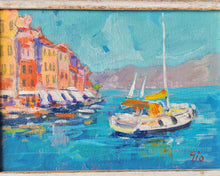 Load image into Gallery viewer, Original Portofino Painting | Italian Riviera Artwork | Hand-Painted Coastal Scene | 27.5cm x 22.5cm