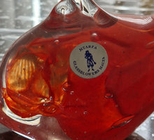Load image into Gallery viewer, Art Glass Dolphin MTARFA Malta Paperweight Figurine Orange and Clear Colours