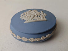 Load image into Gallery viewer, Vintage Wedgwood Jasperware Trinket Box – Blue & White Classical Relief – Collectible