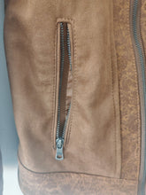 Load image into Gallery viewer, Delpino Men’s Brown Faux Leather Biker Jacket – Size S – Made in Turkey