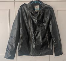 Load image into Gallery viewer, USE CLUP Men’s Black Faux Leather Biker Jacket – Size S – Made in Turkey