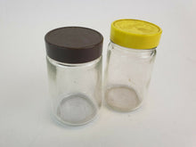 Load image into Gallery viewer, 2 x vintage colman's purveyor's clear glass mustard jars, Empty Spice Storage Jars, Kitchena