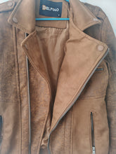 Load image into Gallery viewer, Delpino Men’s Brown Faux Leather Biker Jacket – Size S – Made in Turkey